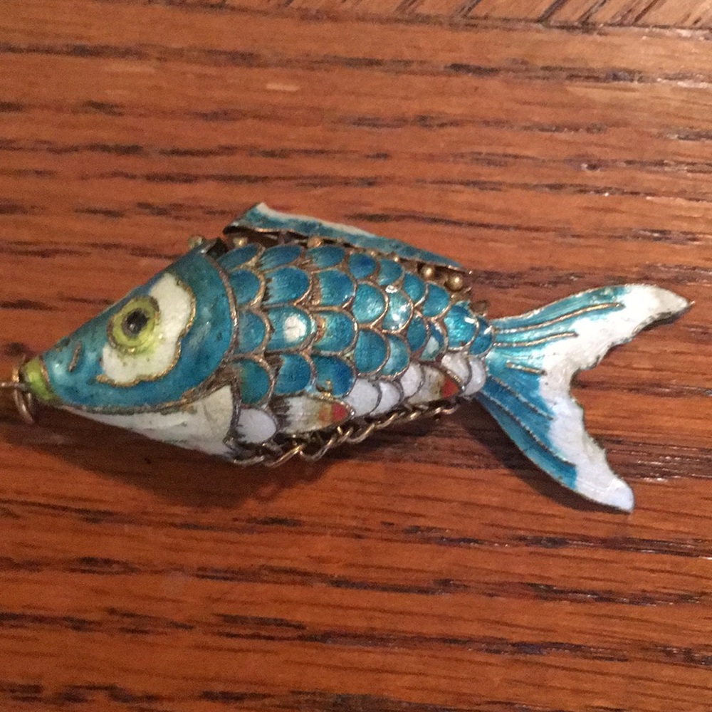 Vintage movable fish pendant